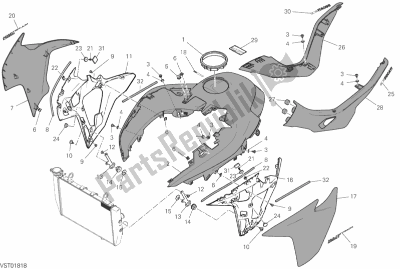 All parts for the 34a - Fairing of the Ducati Multistrada 1260 Touring 2020